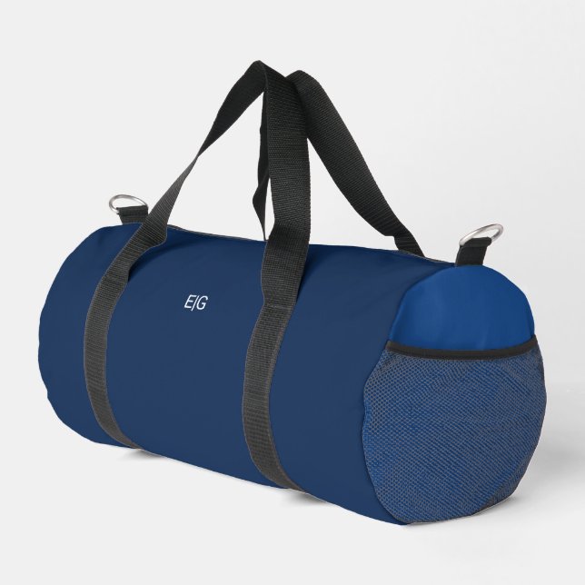 Minimalist Blue Monogram Duffle Bag (Right Corner)