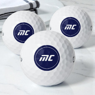 Minimalist Blue Monogram Modern Name Golf Balls
