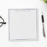 Minimalist Blue Monogram Two Border Notepad<br><div class="desc">Create your own personalised notepads with blue elegant chic typography monogram name and two border line design.</div>