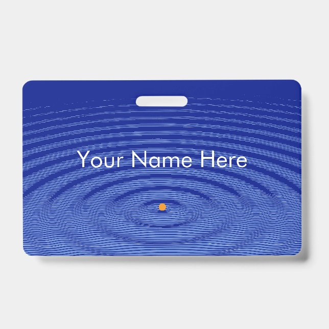 Minimalist Blue on blue Graphic Ripple Wave Effect ID Badge (Front)