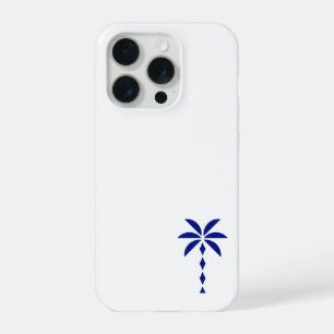 Minimalist Blue Palm Tree Line Art iPhone 15 Pro Case