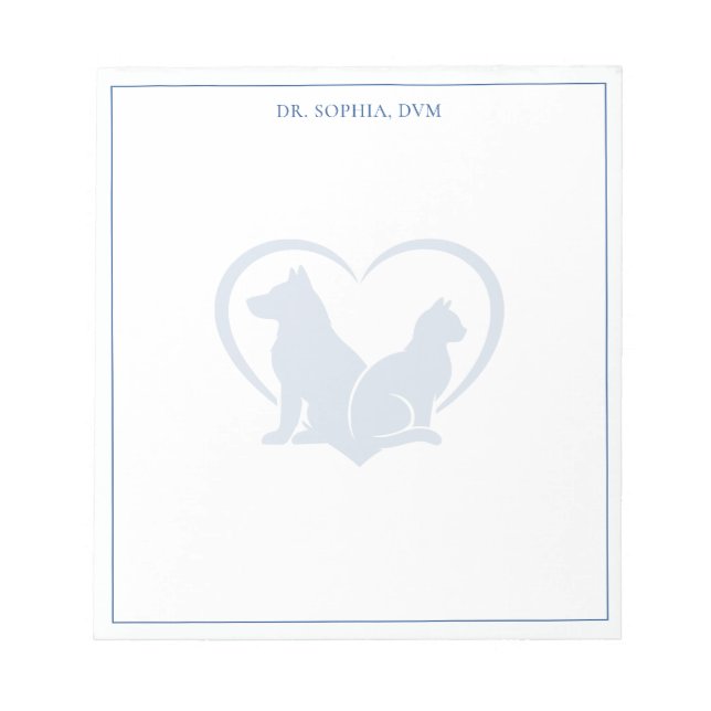 Minimalist Blue Personalised Veterinarian Notepad (Front)