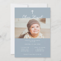 Minimalist blue photo baptism christening