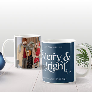 Minimalist Blue Photo Christmas Coffee Mug
