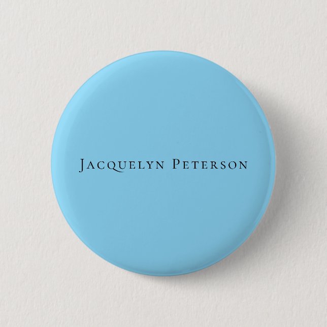 Minimalist Blue Plain Elegant Modern  6 Cm Round Badge (Front)