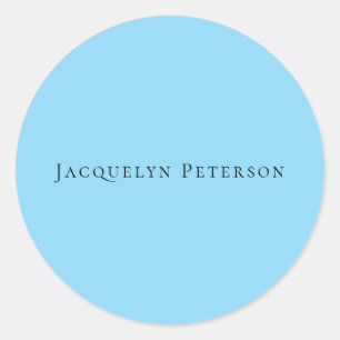Minimalist Blue Plain Elegant Modern  Classic Round Sticker