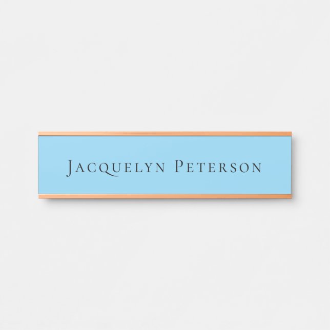 Minimalist Blue Plain Elegant Modern  Door Sign (Front)