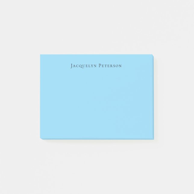 Minimalist Blue Plain Elegant Modern Own Name Post-it Notes (Front)
