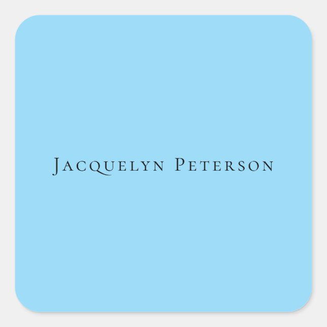 Minimalist Blue Plain Elegant Modern  Square Sticker (Front)