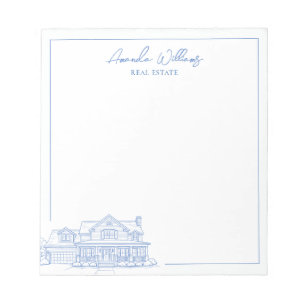 Minimalist Blue Real Estate Personalised Realtor Notepad