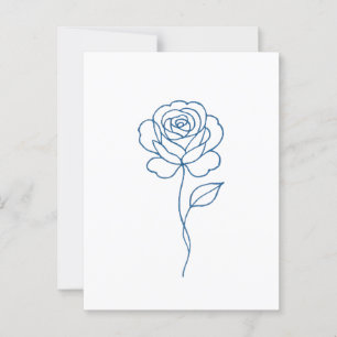 Minimalist Blue Rose Line Art Poster  Postcard