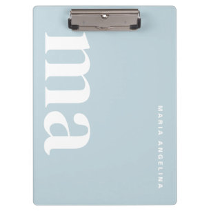 Minimalist Blue School Monogram Clipboard