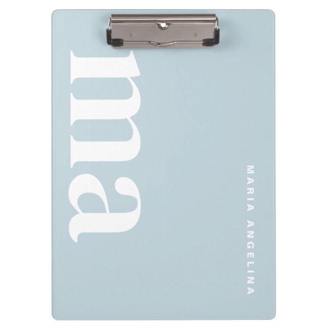 Minimalist Blue School Monogram  Clipboard (Front)