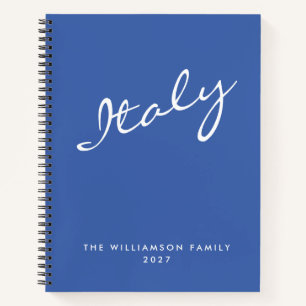 Minimalist Blue Script Personalised Travel Notebook