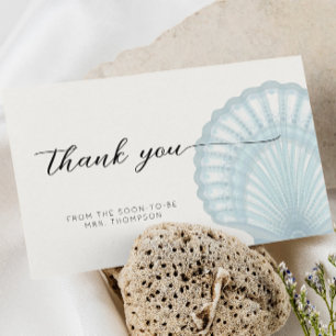 Minimalist Blue Shell  Flat Thank You Card