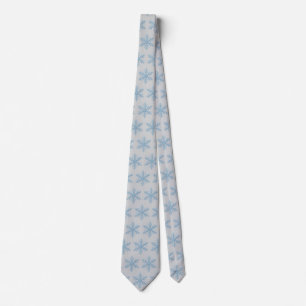 Minimalist Blue Snowflake Elegant Grey Winter Tie