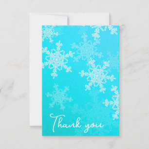 Minimalist Blue Snowflakes Baby Shower Thank you Card