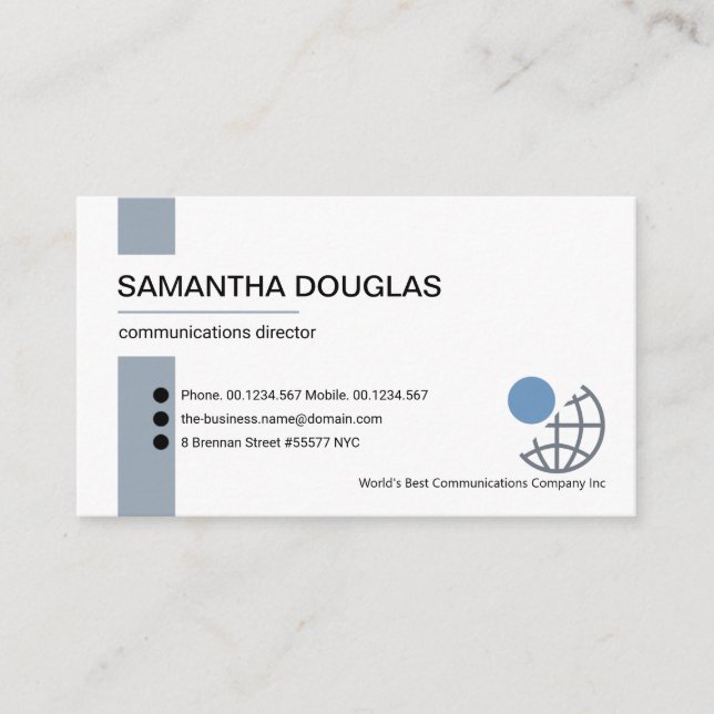 Minimalist Blue Stripe Lines Founder Owner Business Card (Front)