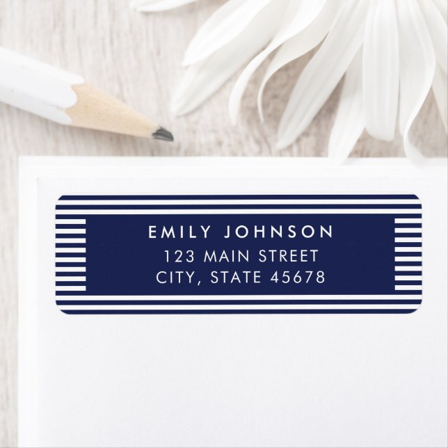 Minimalist Blue Stripes Return Address (Insitu)