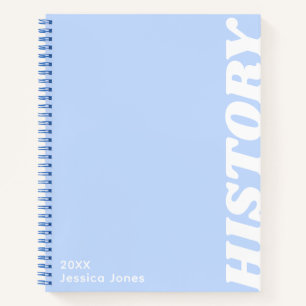 Minimalist Blue Vertical Text School Subject Notebook