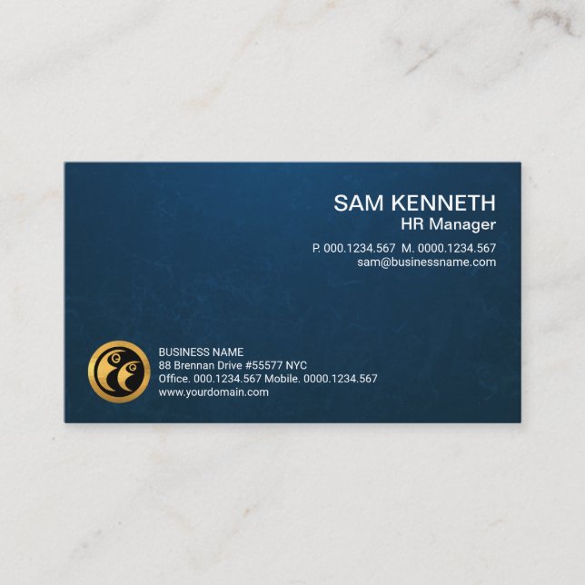 Minimalist Blue Water Grunge Stylish Modern Business Card (Front)
