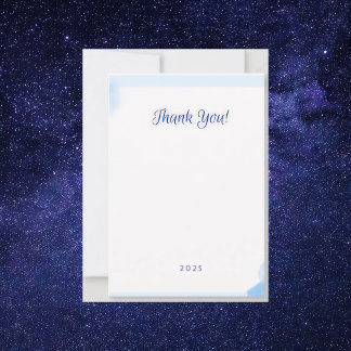 Minimalist blue watercolor monogram note card