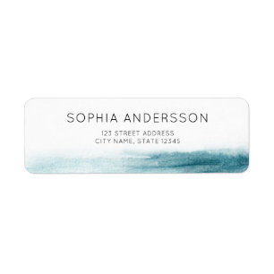Minimalist Blue Watercolor Ocean Address