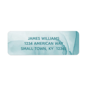 Minimalist Blue Watercolor Return Address Label