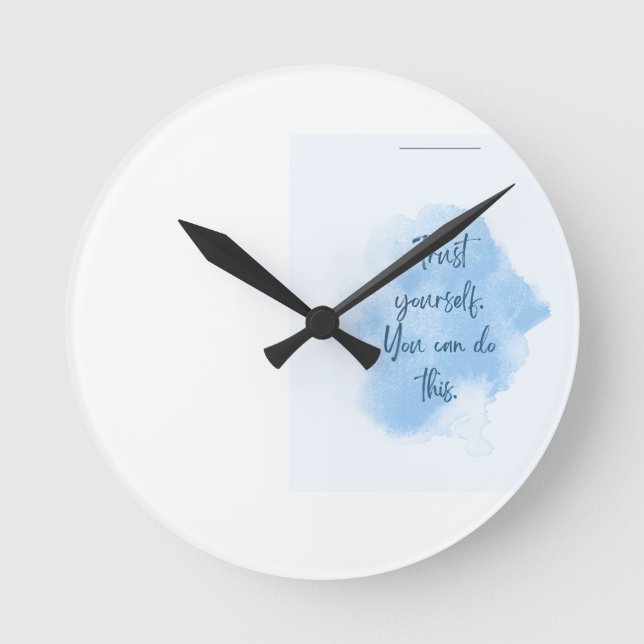Minimalist Blue Watercolor Wall Clock Modern Clock (Front)