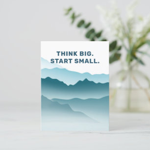 Minimalist Blue Wavy Mountains Inspiring Quote Postcard