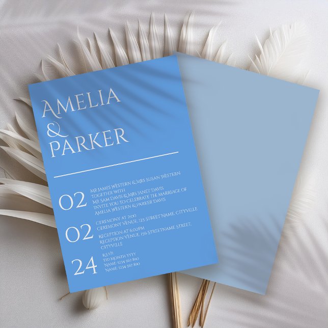 Minimalist Blue Wedding Invitation (Creator Uploaded)