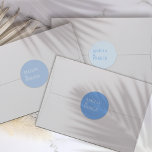 Minimalist Blue Wedding Invitation Sticker Label<br><div class="desc">Embrace elegance with our minimalist blue wedding invitation stickers, designed for the modern couple. This invitation features a vibrant blue hue that exudes a sense of joy and celebration. The text is presented in an easy-to-read font, ensuring clarity and sophistication. Thoughtfully placed typography enhances the overall esthetic, making this invitation...</div>