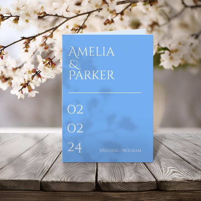 Minimalist Blue Wedding Program Programme (Creator Uploaded)