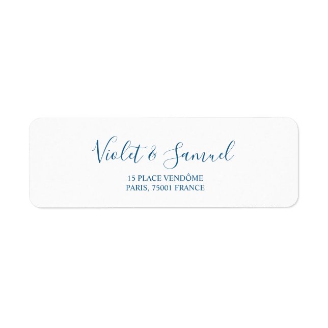 Minimalist Blue Wedding Return Address Label (Front)