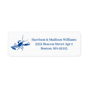 Minimalist blue white lobster fun custom address