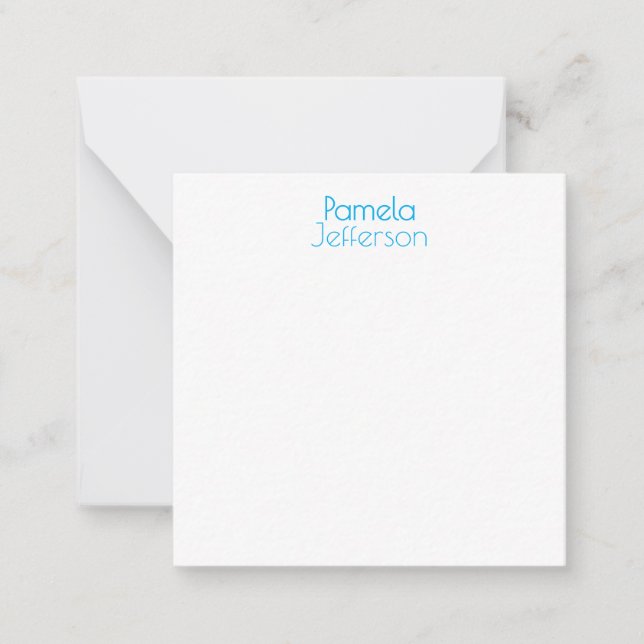 Minimalist Blue & White Professional Modern Name Card (Front)
