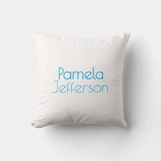 Minimalist Blue & White Professional Modern Name Cushion (Front)