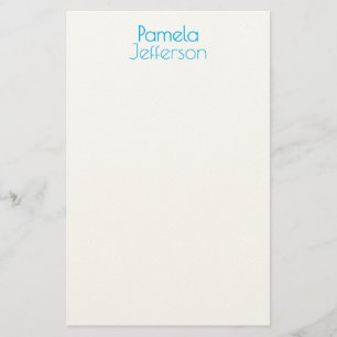 Minimalist Blue & White Professional Modern Name Stationery