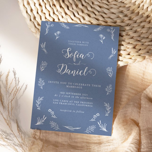 Minimalist Blue Winter Wedding Invitation (Creator Uploaded)