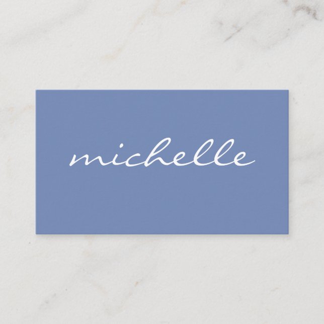 Minimalist Blue with Cursive Text Business Card (Front)
