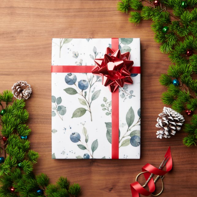 Minimalist Blueberry Birthday Wrapping Paper (Holiday Gift)
