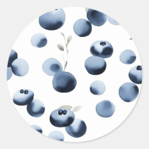 Minimalist blueberry painting simple classic round sticker