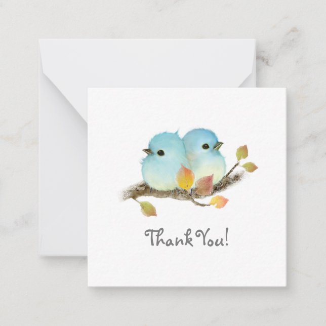 Minimalist Bluebirds Thank You Note cards (Front)