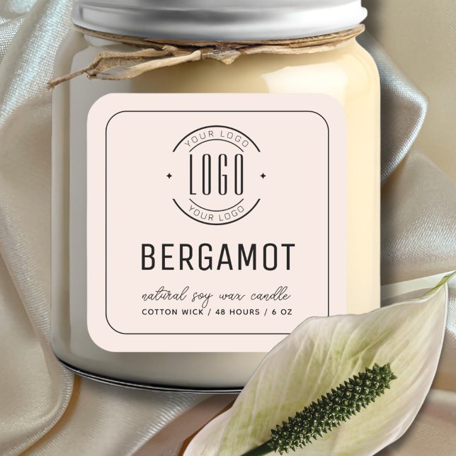 Minimalist blush add your logo border candle label (Creator Uploaded)