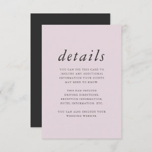 Minimalist Blush and Grey Wedding Details Enclosure Card