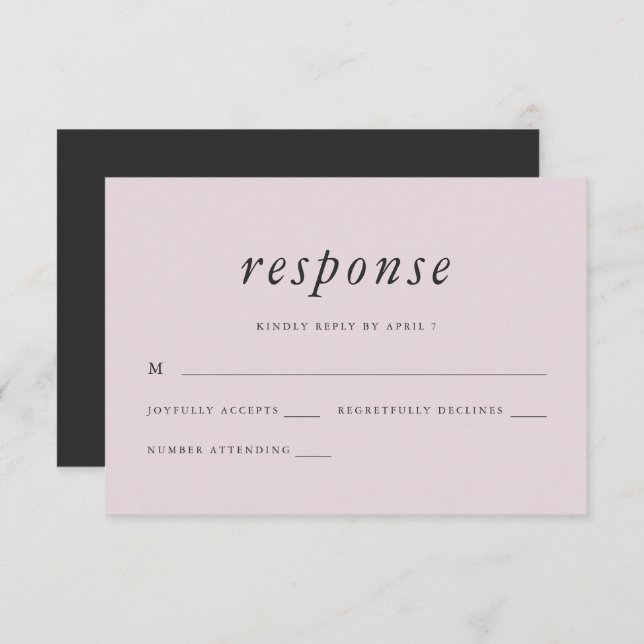 Minimalist Blush and Grey Wedding Rsvp Response (Front/Back)