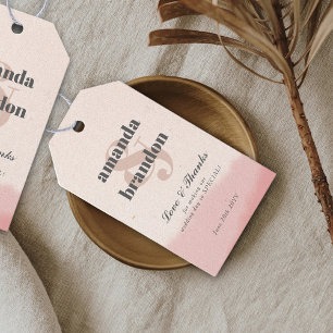 Minimalist Blush & Bloom Bold Script Wedding Gift Tags