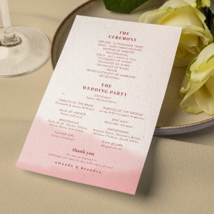 Minimalist Blush Bloom Bold Script Wedding Program