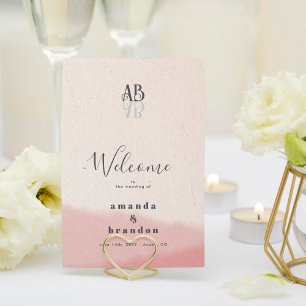 Minimalist Blush Bloom Bold Script Wedding Program