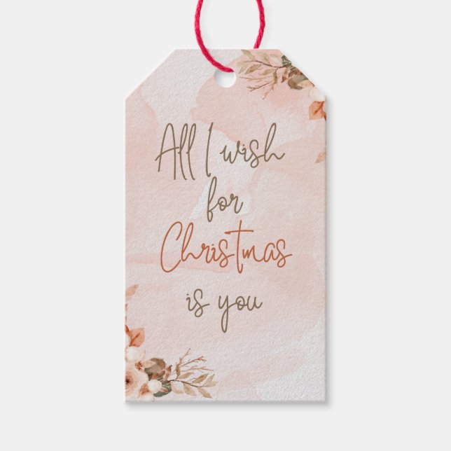 Minimalist Blush Couple Christmas Gift Tag (Front)